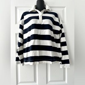 H&M women’s crop Rugby - XS - blue/white stripe